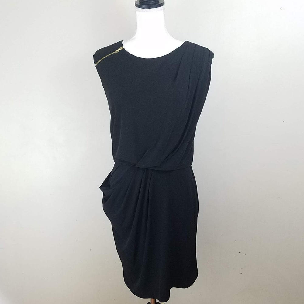 Guess Black Draping Sleeveless Dress
